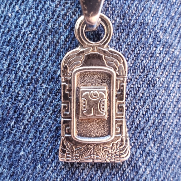 Unique Sterling Silver Mayan Mexican Glyph Pendant - Picture 2 of 4